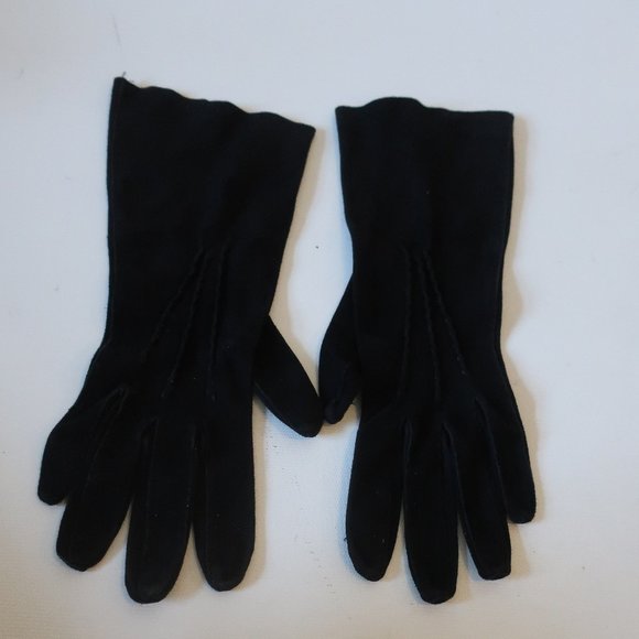 COPY - WOMENS POLO RALPH LAUREN BLUE LABEL BLACK SUEDE GLOVES S * - Picture 1 of 7